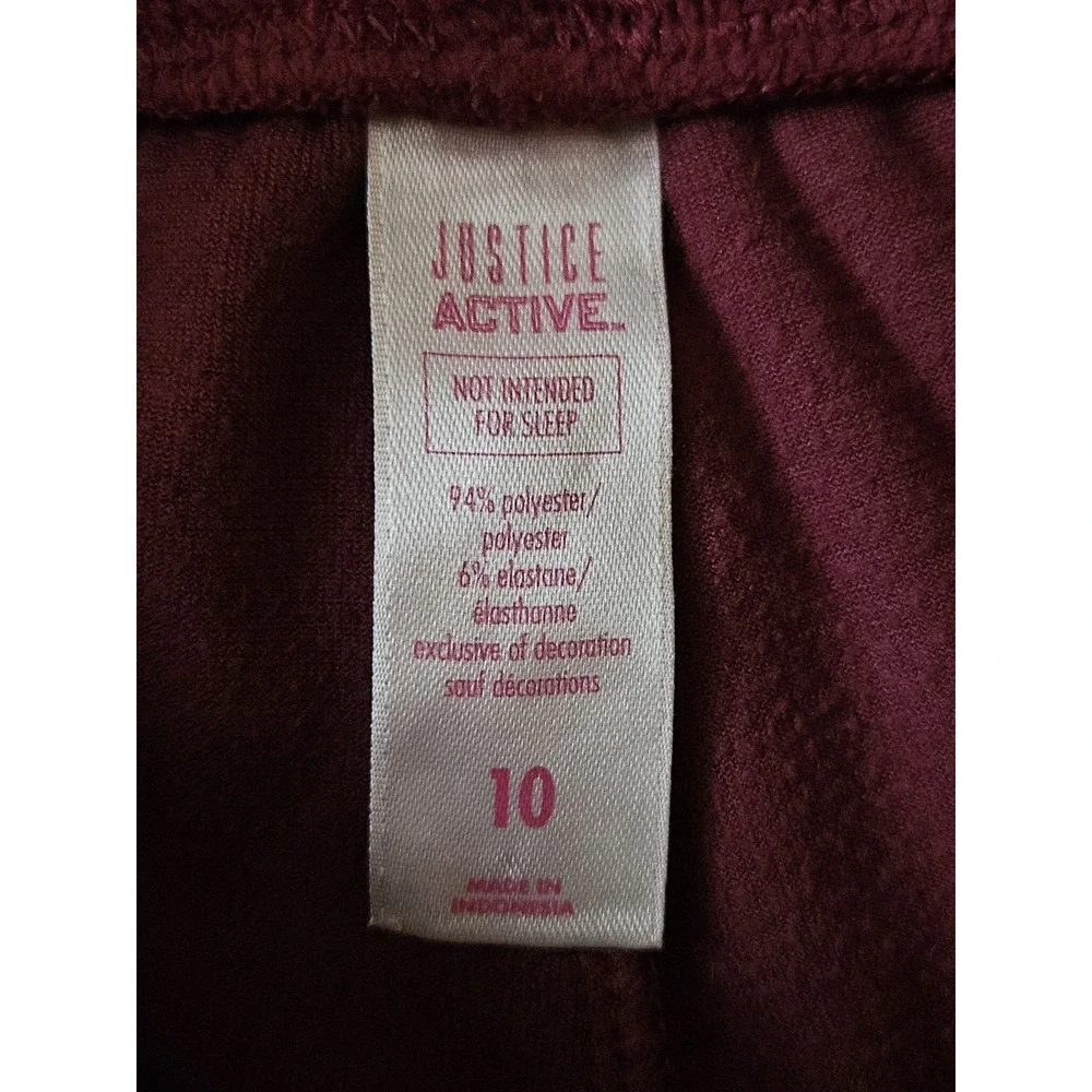 Justice Active Girls‎ Dance Velour Outfit Set Hoodie Joggers Burgundy Gold Sz 10